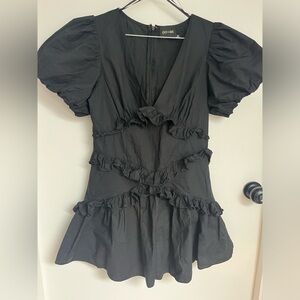Do+Be black ruffle mini dress puff sleeve size medium